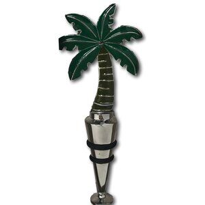 Tommy Bahama Bottle Stopper Metal Green Palm Tree Wine